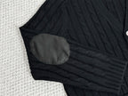 Black Wool Cable Cardigan - Men's