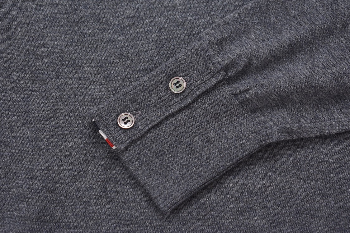 Grey Wool Four-Bar Crewneck - Men's