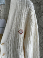 Cream Wool Cable Cardigan - Men's