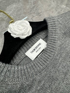 4-Bar Crewneck Navy Sweater - Men's