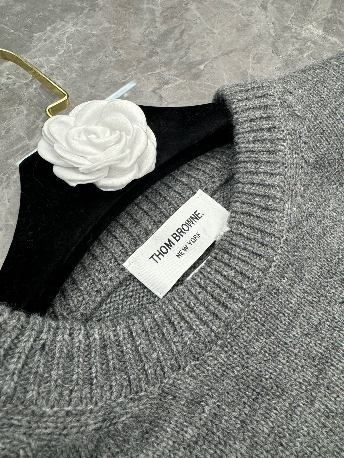 4-Bar Crewneck Navy Sweater - Men's