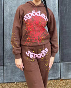 Brown Cotton Graphic Joggers - Men's
