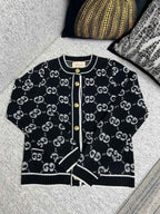Black Jacquard Monogram Cardigan - Men's