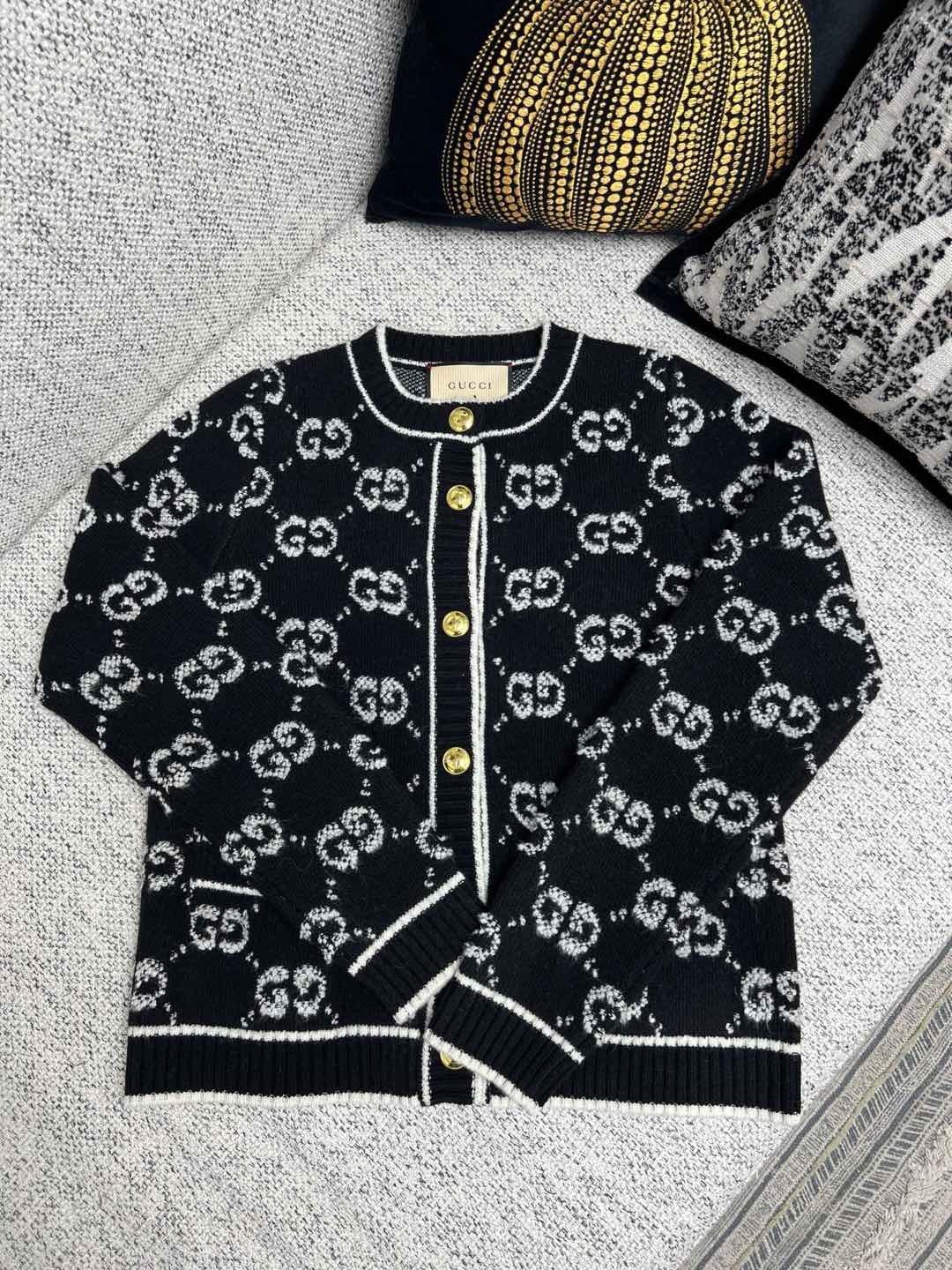 Black Jacquard Monogram Cardigan - Men's