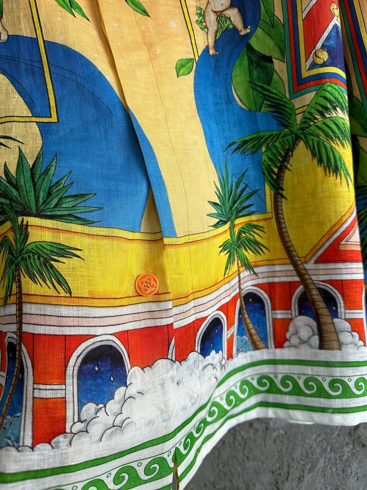 Orange Tropical Print Silk Shirt - Men's