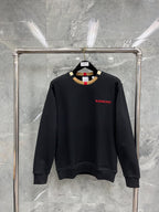 White Cotton Contrast Collar Crewneck - Men's