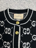 Black Jacquard Monogram Cardigan - Men's
