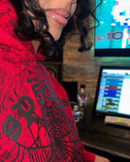 Red Cotton Web Print Pullover - Men's