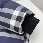 Navy Check Puffer Jacket - Men's