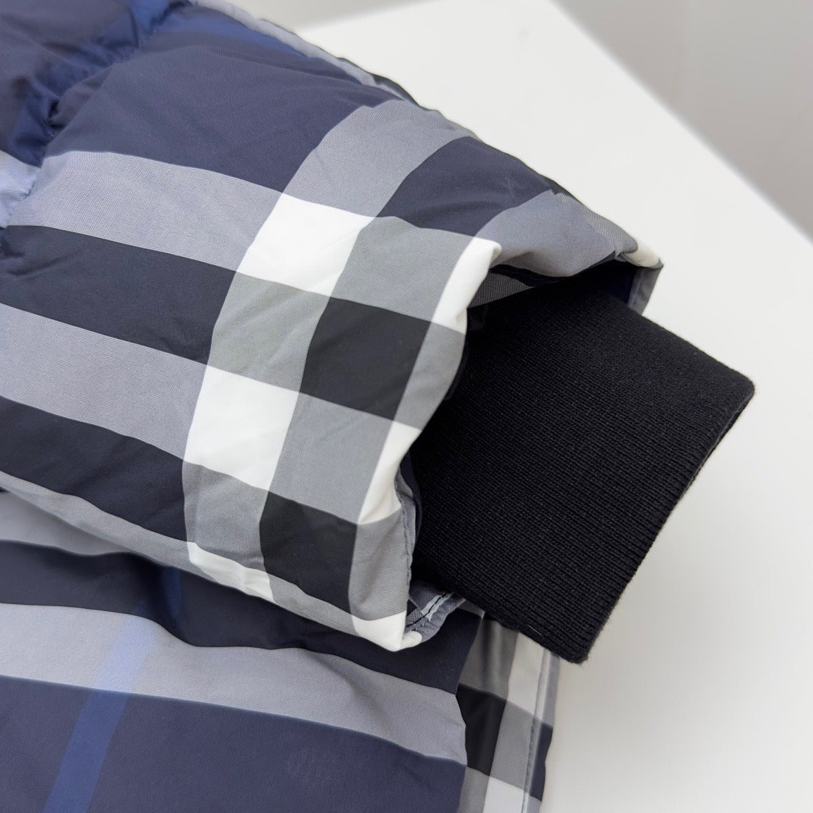 Navy Check Puffer Jacket - Men's