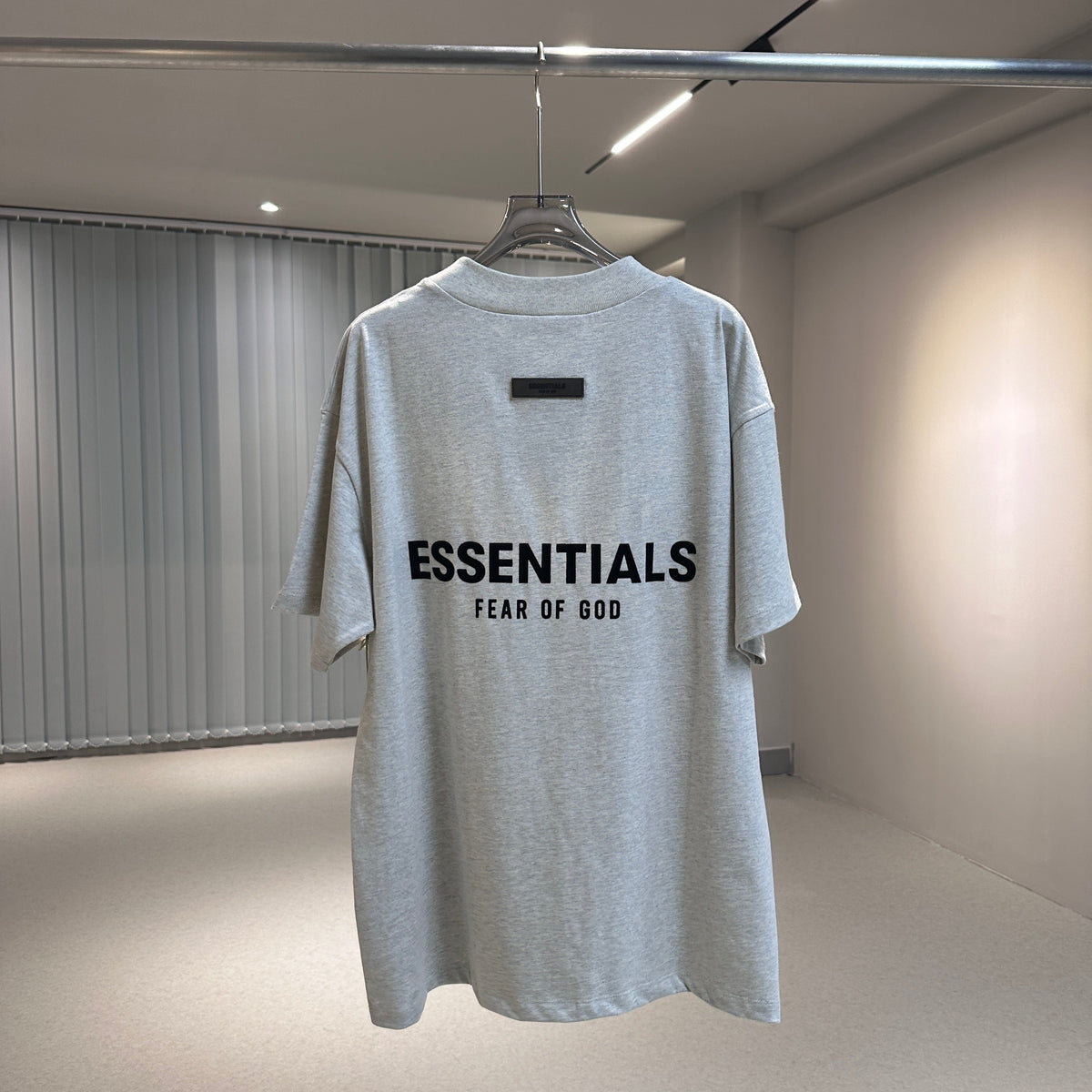Grey Cotton Text Logo Short-Sleeve - Men's
