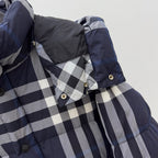 Navy Check Puffer Jacket - Men's