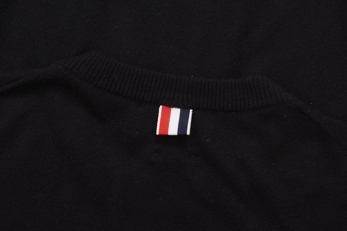 Grey Wool Four-Bar Crewneck - Men's