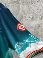 Teal Gradient Print Silk Shirt - Men's