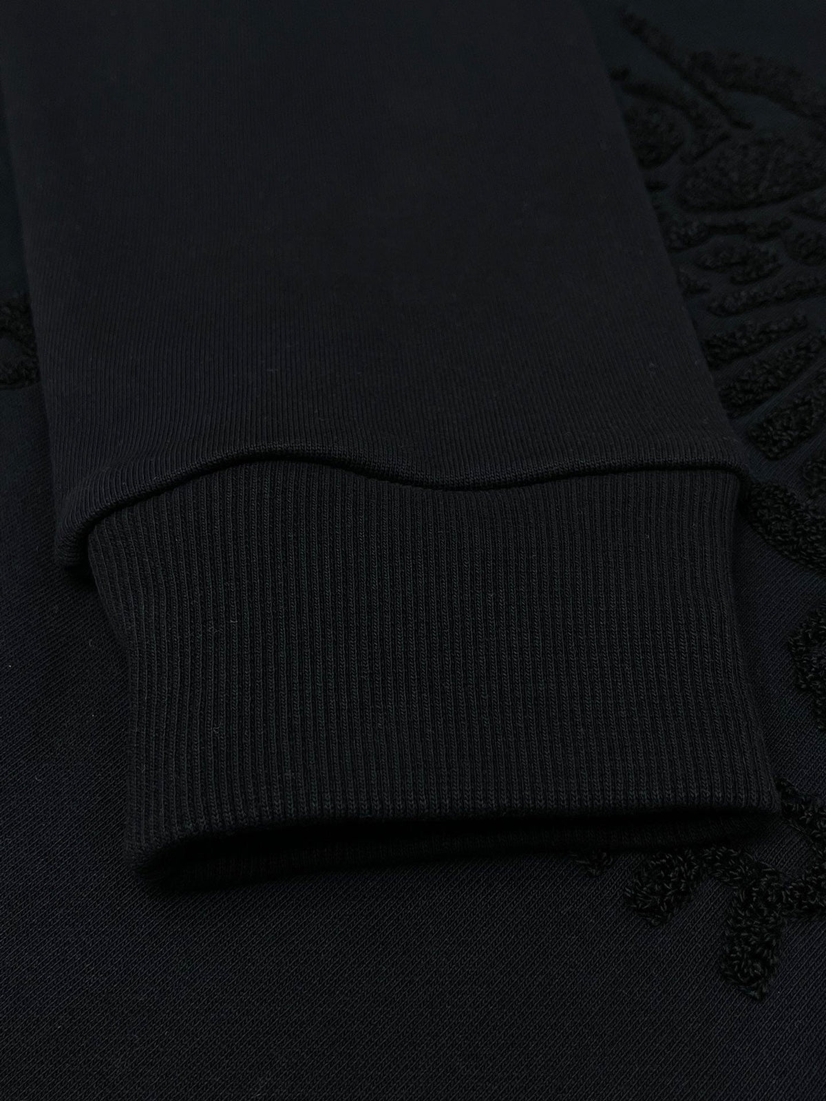Black Cotton Tonal Emblem Crewneck - Men's