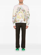 Pink Wool Print Crewneck - Men's