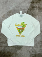 Green Cotton Tennis Graphic Crewneck - Men's