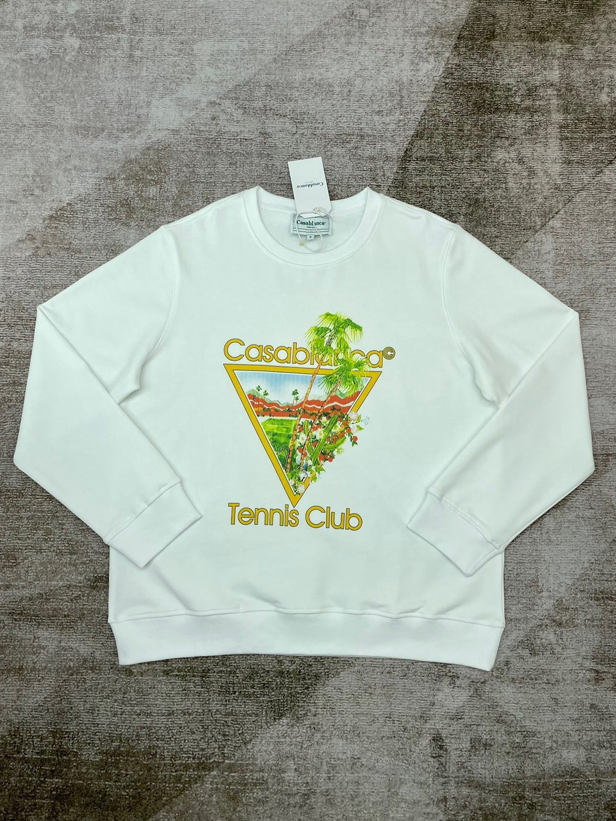 Green Cotton Tennis Graphic Crewneck - Men's