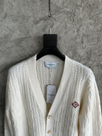Cream Wool Cable Cardigan - Men's