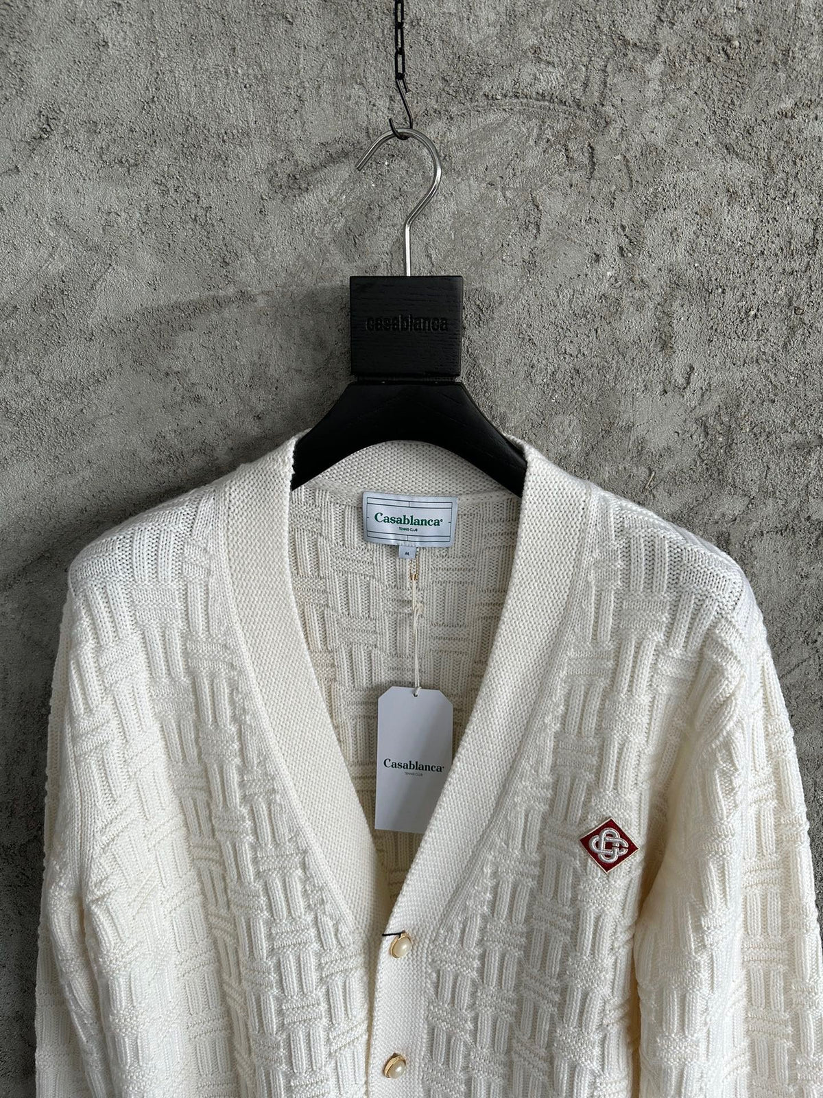 Cream Wool Cable Cardigan - Men's