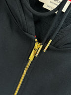 4-Bar Zip Black Hoodie - Men's