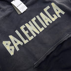 Black Cotton Washed Logo Pullover - Men's