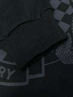 Black Cotton Tonal Print Crewneck - Men's