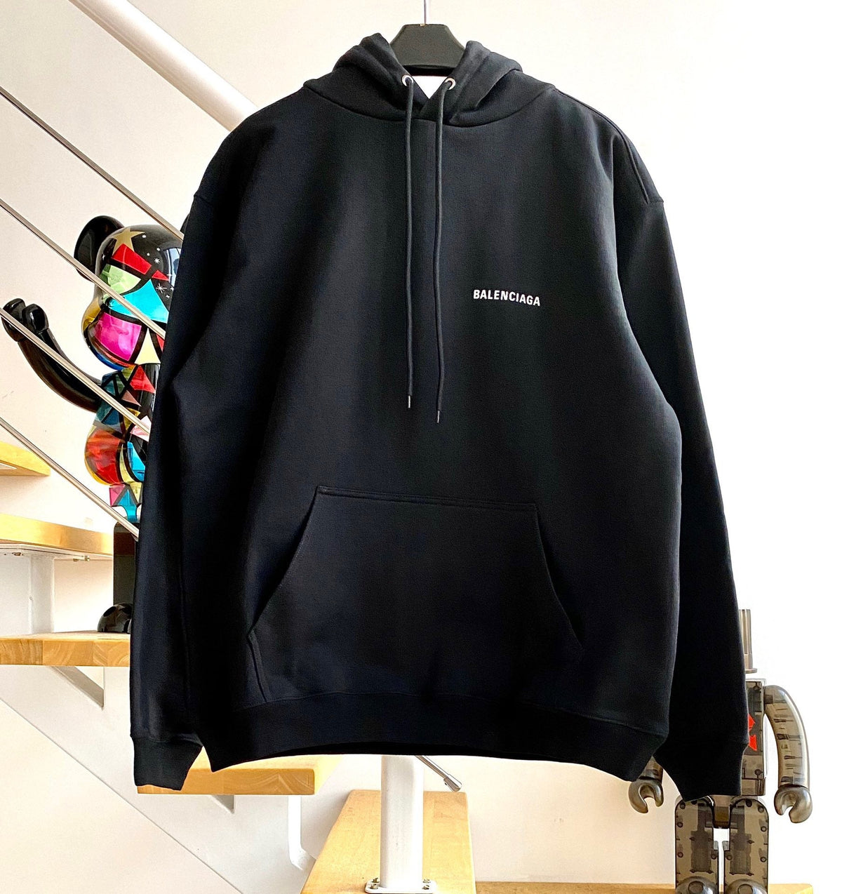 Black Cotton Logo Half-Zip - Men's