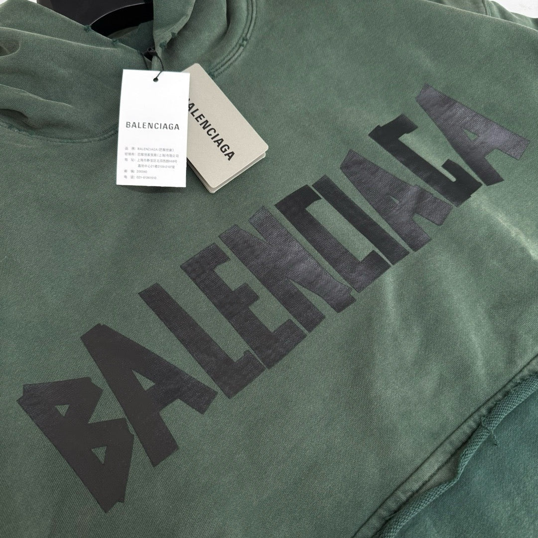 Green Cotton Text Logo Pullover - Men's
