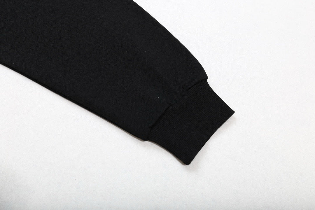 Black Cotton Logo Pullover - Men's