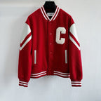 Black Wool Contrast Sleeve Varsity - Men's