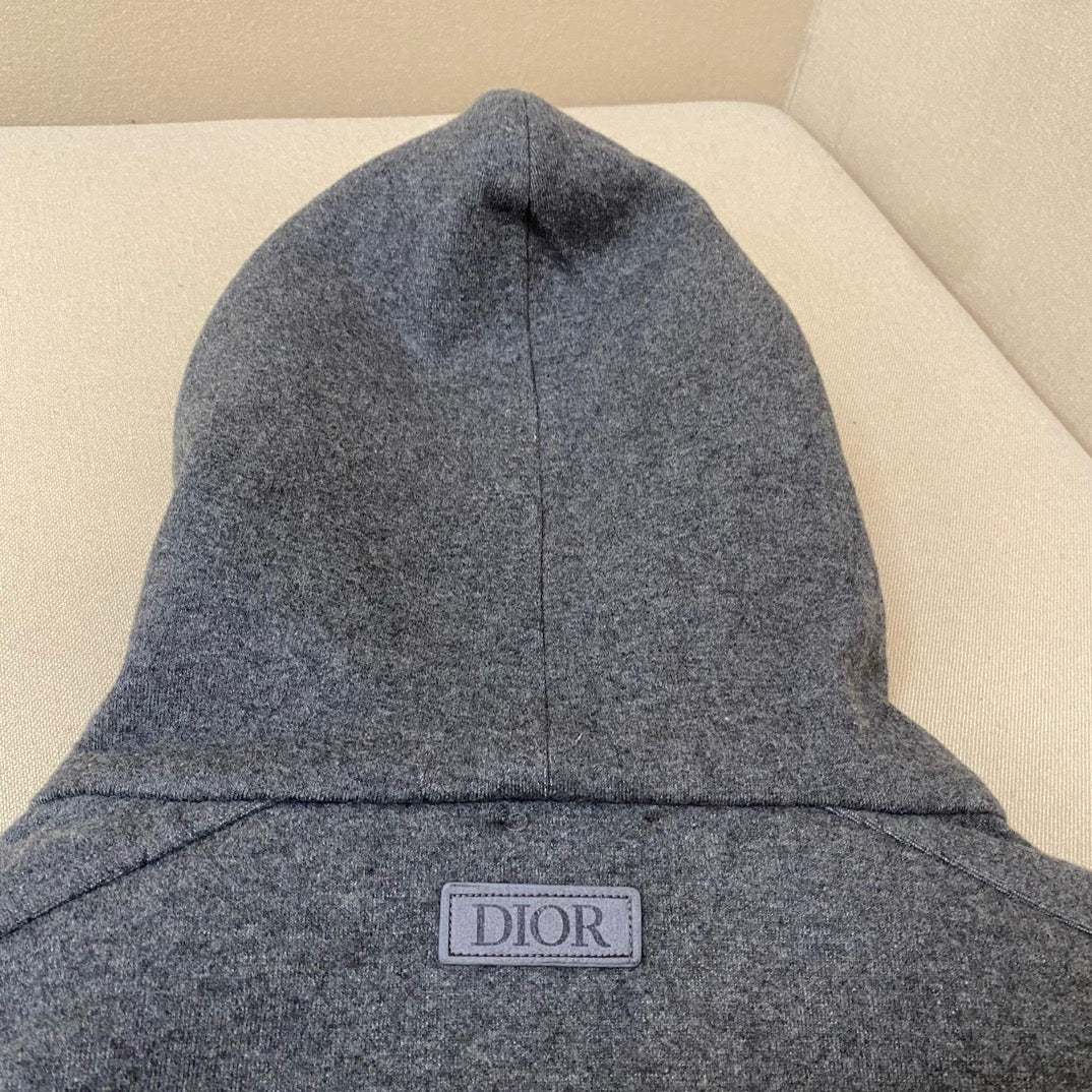 Grey Cotton Plain Zip-Through - Men's
