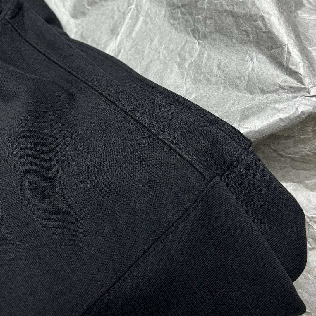 Black Cotton Logo Print Pullover - Men's