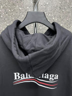 Black Cotton Chest Logo Pullover - Men's