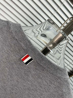 4-Bar Crewneck Cream Sweater - Men's