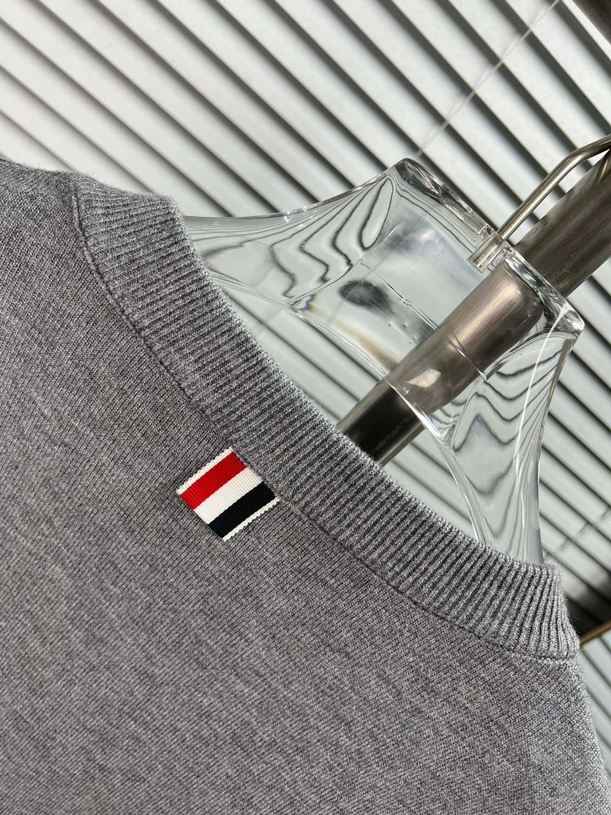 4-Bar Crewneck Cream Sweater - Men's