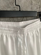 White Cotton Striped Hem Drawstring - Men's