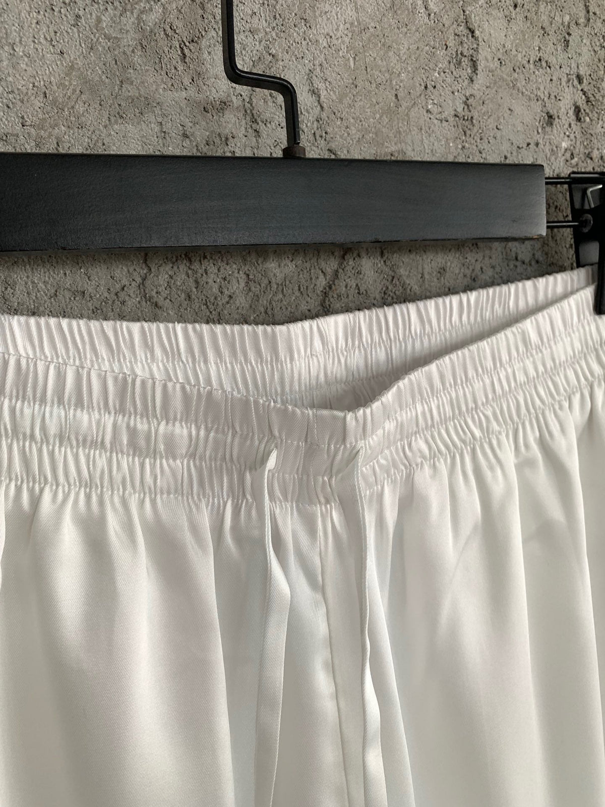 White Cotton Striped Hem Drawstring - Men's