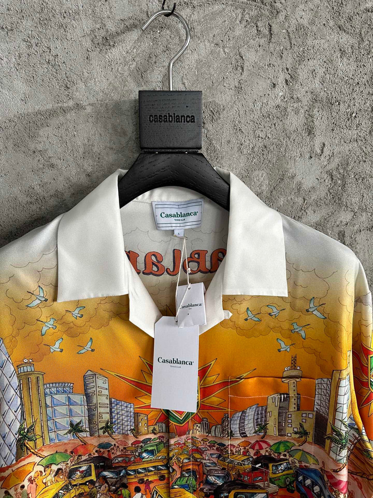 Tropical Scene Print Silk Shirt - Men's