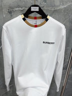 White Cotton Contrast Collar Crewneck - Men's