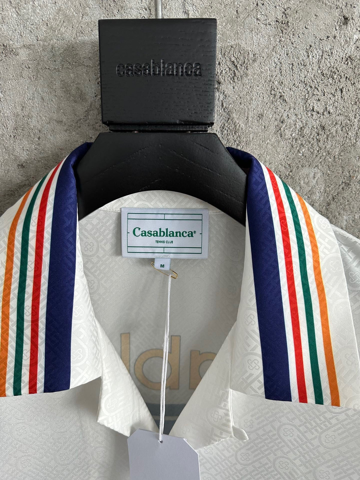 Navy Trim Crest Silk Shirt - Men's