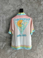 Pastel Scenic Print Silk Shirt - Men's