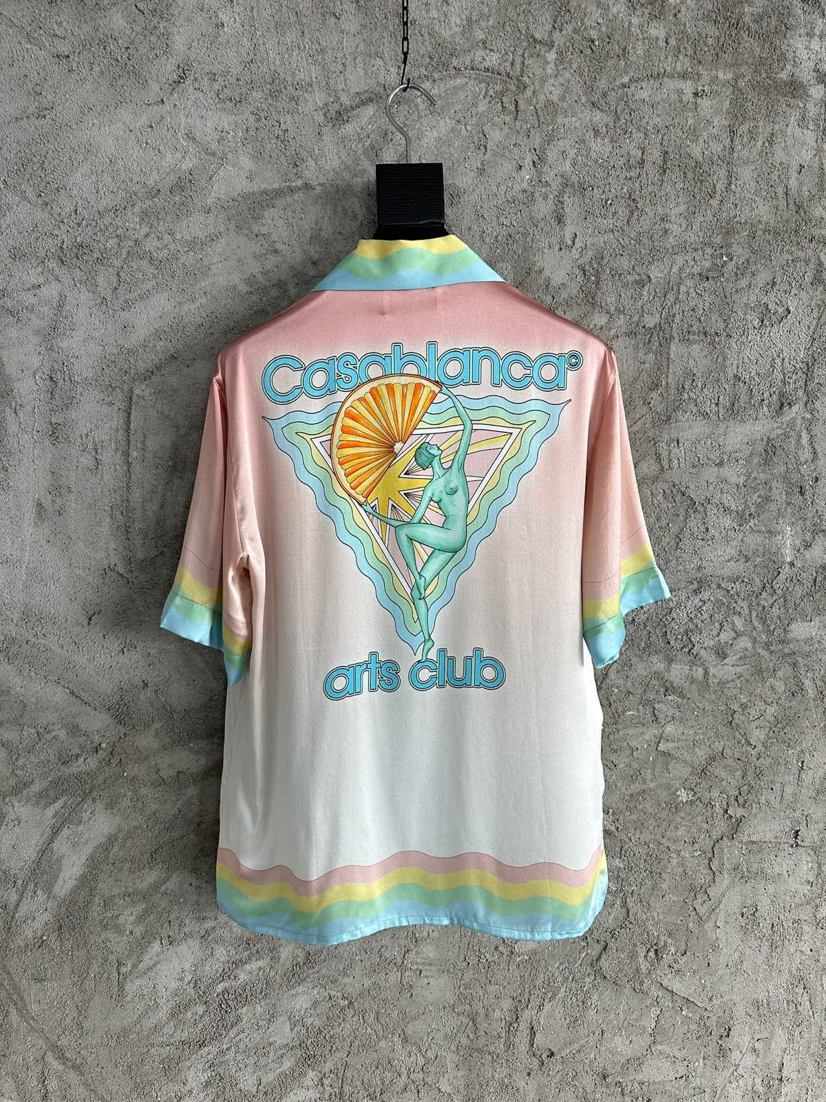 Pastel Scenic Print Silk Shirt - Men's
