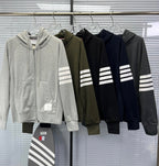 4-Bar Zip Navy Hoodie - Men's