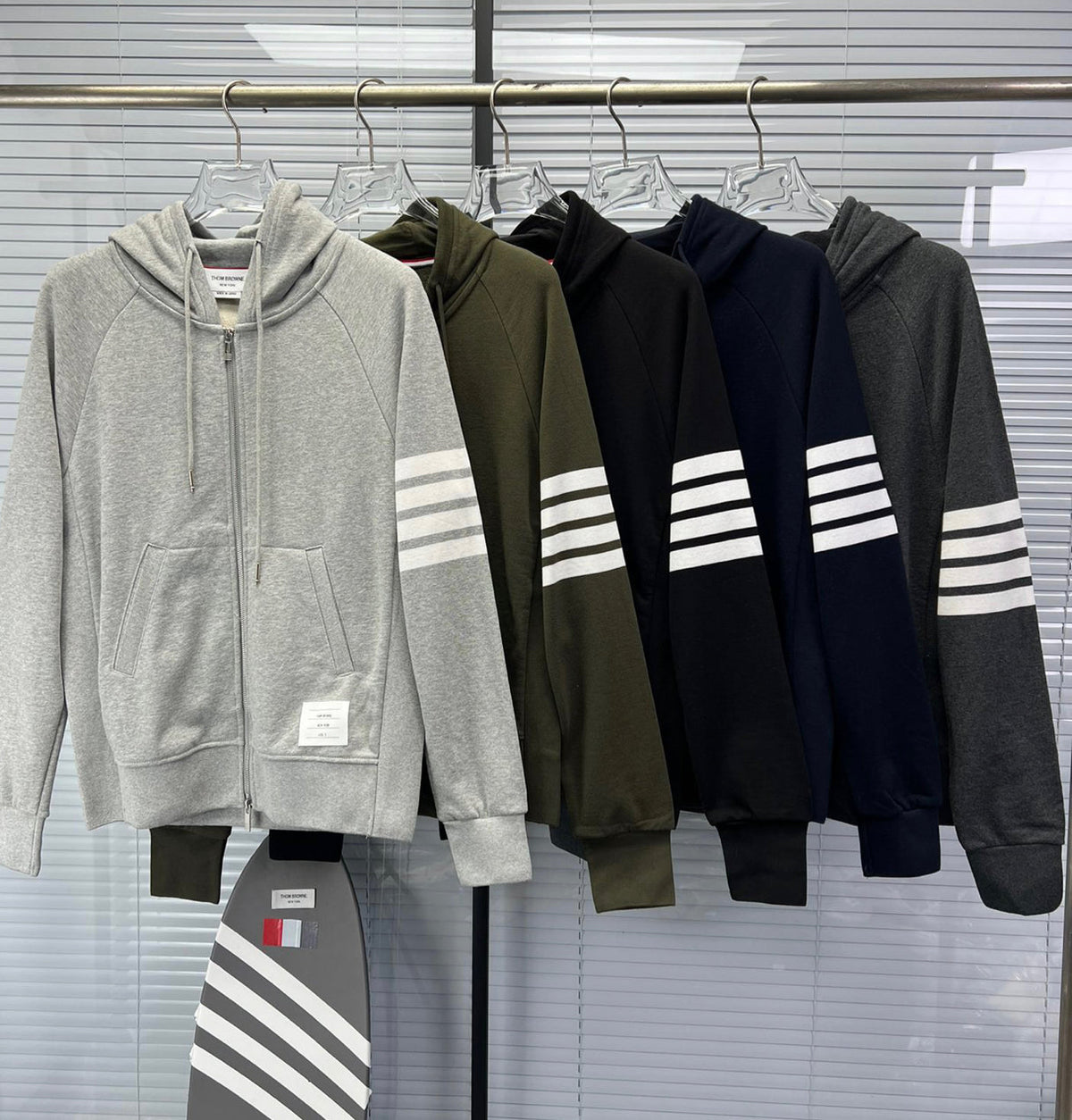 4-Bar Zip Navy Hoodie - Men's
