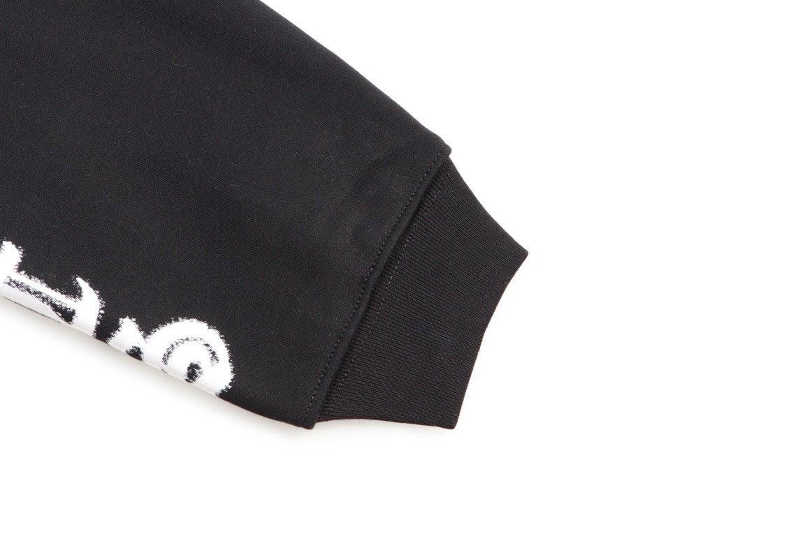 Black Cotton Tonal Graphic Pullover - Men's