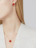 Alhambra Set – these four-leaf clover-inspired lucky icons are outlined with gold beading – LUX VERSE Luxury Designer Fashion Outlet