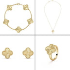 Alhambra Set – these four-leaf clover-inspired lucky icons are outlined with gold beading – LUX VERSE Luxury Designer Fashion Outlet