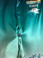 Teal Gradient Print Silk Shirt - Men's
