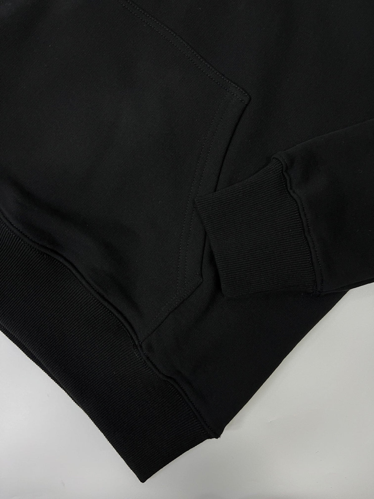 Black Cotton Text Logo Pullover - Men's